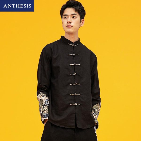 men's casual shirts houxu men tang suit long-sleeved shirt oriental style collar and velvet national tide button male, White;black
men's casual shirts houxu men tang suit long-sleeved shirt oriental style collar and velvet national tide button male, White;black