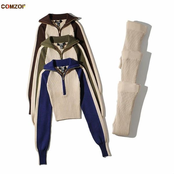 women's two piece pants knitting shirt+pants women knitwear set 2021 autumn sweaters half zipper long sleeve preppy style leggings urba, White 
women's two piece pants knitting shirt+pants women knitwear set 2021 autumn sweaters half zipper long sleeve preppy style leggings urba, White