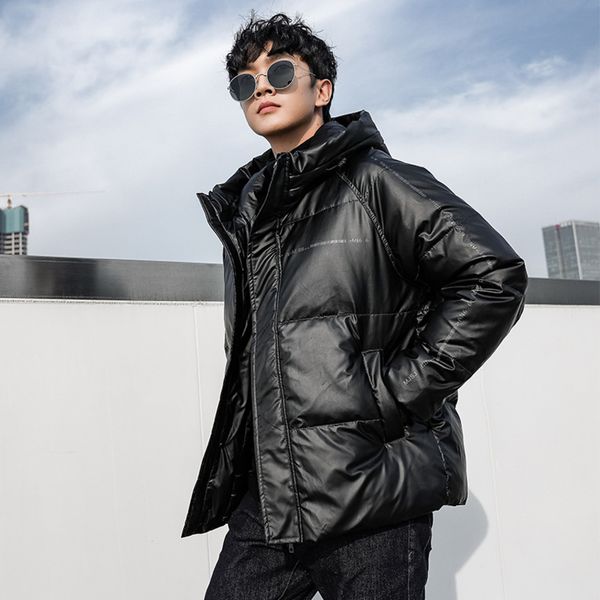 2021 men's youth bright face fashion new warm and windproof down Korean et, Black