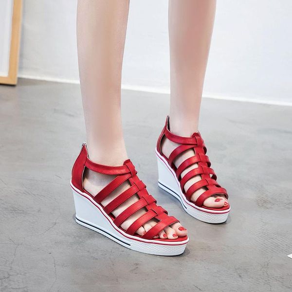 sandals summer wedges heel women back zipper platform with thick bottom 8cm increased female retro roman casual shoes, Black
sandals summer wedges heel women back zipper platform with thick bottom 8cm increased female retro roman casual shoes, Black