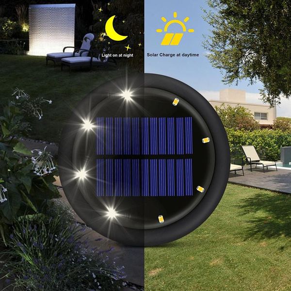 garden decorations solar powered landscape lighting for pathway yard patio lawn abs waterproof long working time 2 pack 8 led disk lights