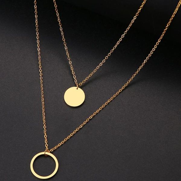 chains for women double round geometric pendant necklace stainless steel metal gift sell like cakes jewelry, Silver
chains for women double round geometric pendant necklace stainless steel metal gift sell like cakes jewelry, Silver