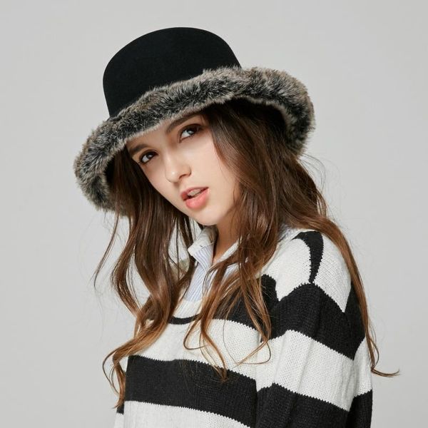 stingy brim hats autumn and winter fashion keep warm female korean tide english formal hat wool woolen big eaves pot cap c054, Blue;gray
stingy brim hats autumn and winter fashion keep warm female korean tide english formal hat wool woolen big eaves pot cap c054, Blue;gray