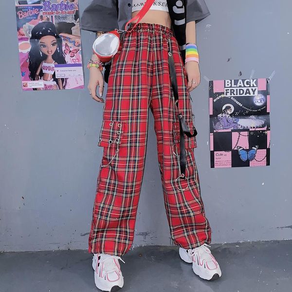 japanese punk red plaid wide leg bf style hip hop leather chain fashionable street straight pants pant trousers women's & capris, Black;white
japanese punk red plaid wide leg bf style hip hop leather chain fashionable street straight pants pant trousers women's & capris, Black;white