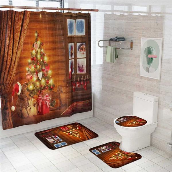 christmas printed bathroom accessories sets shower curtain + bath mat lid toilet cover rug 4 pcs accessory set
christmas printed bathroom accessories sets shower curtain + bath mat lid toilet cover rug 4 pcs accessory set