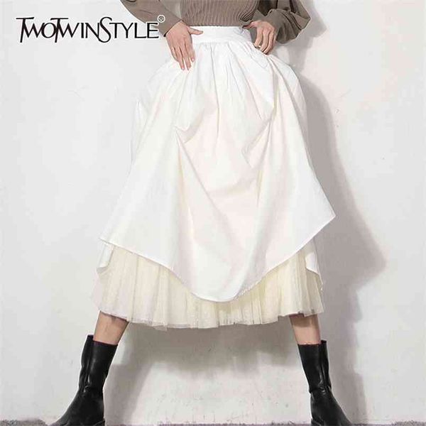 white patchwork mesh skirt for women high waist elegant midi skirts female fashion clothing spring 210521, Black
white patchwork mesh skirt for women high waist elegant midi skirts female fashion clothing spring 210521, Black