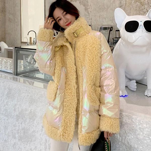 women's fur & faux wool 100% real jacket autumn winter white duck down coat women clothes 2021 korean vintage warm abrigo mujer t4361, Black
women's fur & faux wool 100% real jacket autumn winter white duck down coat women clothes 2021 korean vintage warm abrigo mujer t4361, Black
