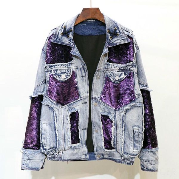 women's jackets sequins spliced denim jacket women harajuku accessories loose fashion bf short jean coat autumn jeans mujer chaqueta, Black;brown
women's jackets sequins spliced denim jacket women harajuku accessories loose fashion bf short jean coat autumn jeans mujer chaqueta, Black;brown