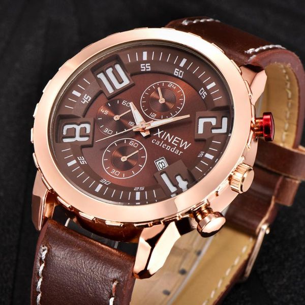 wristwatches fashion mens watches male clock date sport military hour leather strap quartz business relogio masculino, Slivery;brown
wristwatches fashion mens watches male clock date sport military hour leather strap quartz business relogio masculino, Slivery;brown