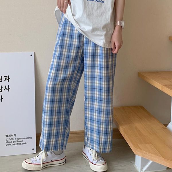 women's pants & capris cool comfort women blue plaid high waist korean straight slacks lady wide leg female oversized loose casual trou, Black;white
women's pants & capris cool comfort women blue plaid high waist korean straight slacks lady wide leg female oversized loose casual trou, Black;white