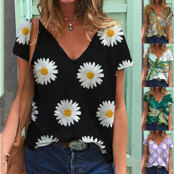 women clothes summer t-shirt loose floral print soft causal short sleeve v neck plus size shirts ropa 2021 women's, White
women clothes summer t-shirt loose floral print soft causal short sleeve v neck plus size shirts ropa 2021 women's, White