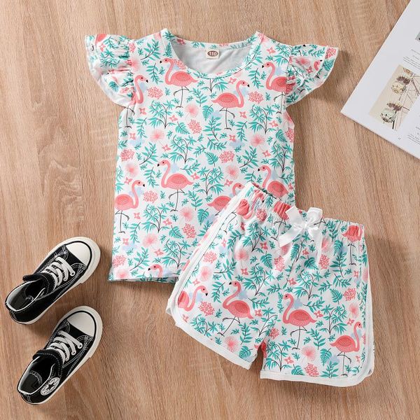 clothing sets summer girl\u2021s casual t-shirt and shorts set fashion printing round neck sleeve elastic short pants, White
clothing sets summer girl\u2021s casual t-shirt and shorts set fashion printing round neck sleeve elastic short pants, White