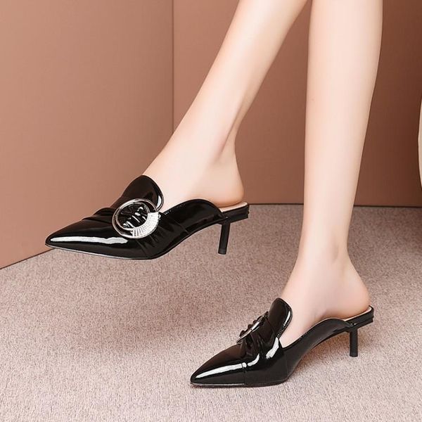 slippers mljuese 2021 women soft cow leather rome summer pointed toe metal decoration black color thin heel sandals
slippers mljuese 2021 women soft cow leather rome summer pointed toe metal decoration black color thin heel sandals