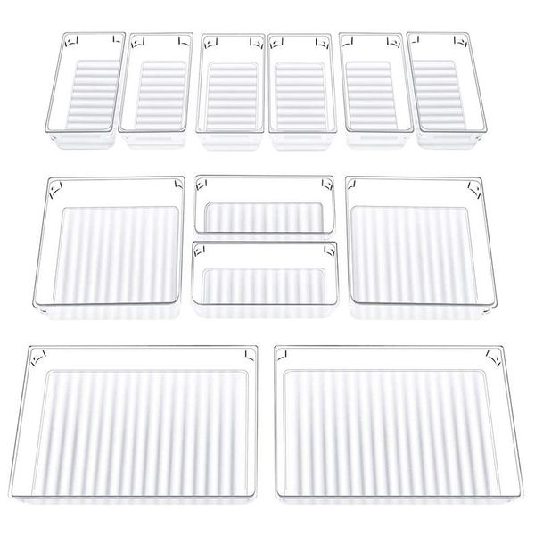gift wrap set of 12 desk drawer organizer trays with 3-size clear plastic storage boxes divider make-up organiser for office
gift wrap set of 12 desk drawer organizer trays with 3-size clear plastic storage boxes divider make-up organiser for office