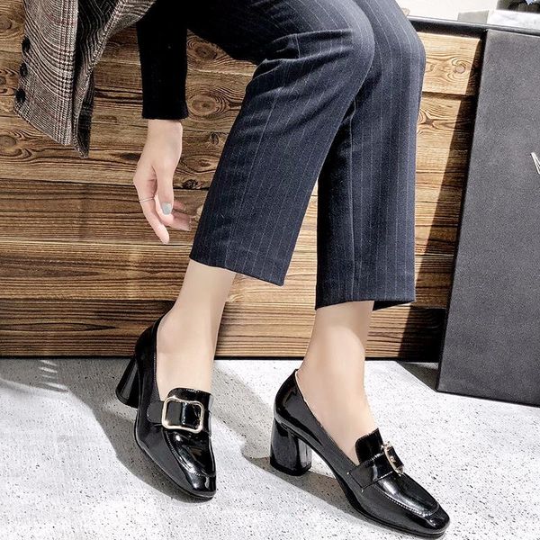 dress shoes fashion high solid women basic pumps square heel slip-on single buckle spring autumm ladies, Black
dress shoes fashion high solid women basic pumps square heel slip-on single buckle spring autumm ladies, Black