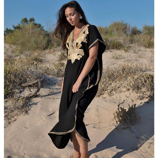women's swimwear plus size kaftan tunic beach dress swim wear bathing suit cover up women summer beachwear pareos robe de plage sarongs, White;black
women's swimwear plus size kaftan tunic beach dress swim wear bathing suit cover up women summer beachwear pareos robe de plage sarongs, White;black