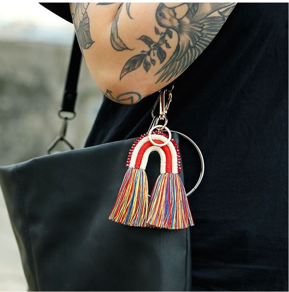 2021 new tassel keychain rice bead rope braided hand-woven keychains rainbow style bag pendant cute keyring for women girls gift pendent, Red;brown
2021 new tassel keychain rice bead rope braided hand-woven keychains rainbow style bag pendant cute keyring for women girls gift pendent, Red;brown