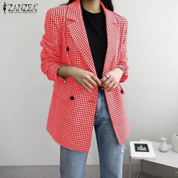 women's ol coats zanzea 2021 fashion check blazers casual long sleeve outerwears female double-breasted plus size tunic suits &, White;black
women's ol coats zanzea 2021 fashion check blazers casual long sleeve outerwears female double-breasted plus size tunic suits &, White;black