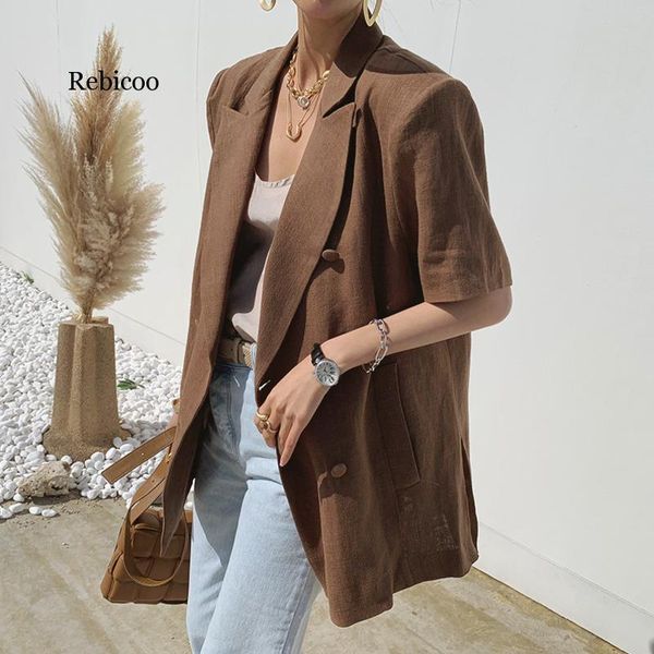 korean linen double-breasted belted ol women blazer short sleeve notched collar 2021 summer elegant office fashion coats blazers women', White;black
korean linen double-breasted belted ol women blazer short sleeve notched collar 2021 summer elegant office fashion coats blazers women', White;black