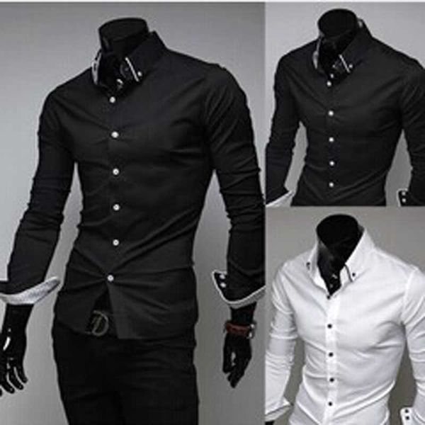 fashion mens solid color casual slim fit long sleeve button down shirts dress office men's clothing, White;black
fashion mens solid color casual slim fit long sleeve button down shirts dress office men's clothing, White;black