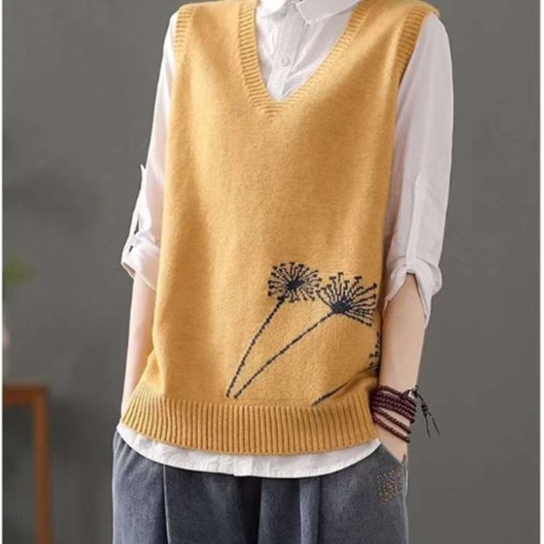 autumn v-neck knitted vest women's literature art leisure loose sleeveless wool waistcoat`, White
autumn v-neck knitted vest women's literature art leisure loose sleeveless wool waistcoat`, White
