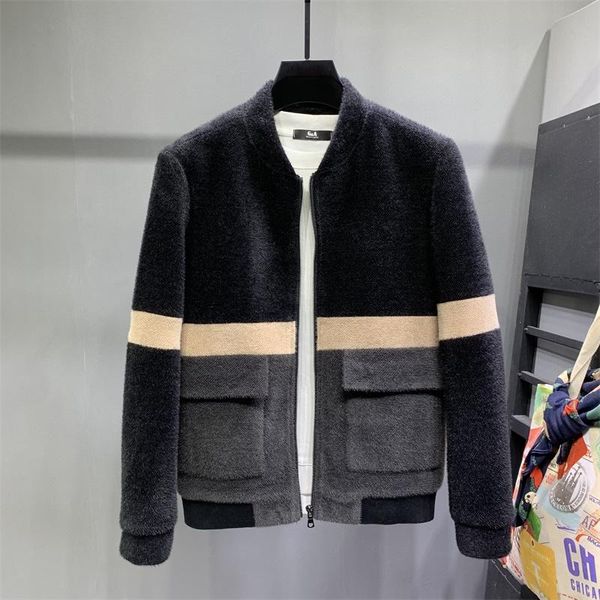 men's jackets men 2021 autumn winter fashion woolen patchwork male short thick warm zipper coats o-neck outerwear o56, Black;brown
men's jackets men 2021 autumn winter fashion woolen patchwork male short thick warm zipper coats o-neck outerwear o56, Black;brown