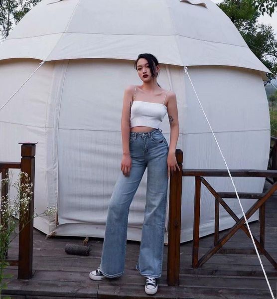 spring and autumn retro style women jean high waist stretch wide leg jeans solid color was thin small trumpet, Blue
spring and autumn retro style women jean high waist stretch wide leg jeans solid color was thin small trumpet, Blue