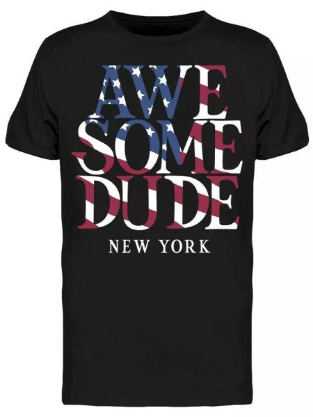 Trendy Awesome Dude Usa Flag Tee Men's -Image by Shutterstock, White;black