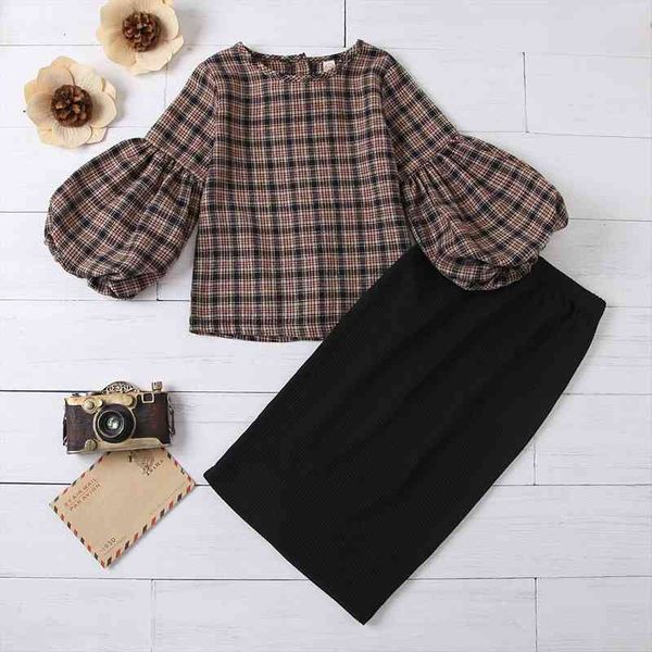 fashion kids girls clothes sets long lantern sleeve brown plaid black solid knit ankle length skirts 1 6y, White
fashion kids girls clothes sets long lantern sleeve brown plaid black solid knit ankle length skirts 1 6y, White