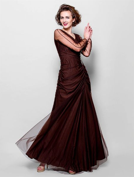 sheath / column dress v neck 3/4 length sleeve floor length tulle with crystals side draping 2022 / illusion sleeve, Black;red
sheath / column dress v neck 3/4 length sleeve floor length tulle with crystals side draping 2022 / illusion sleeve, Black;red