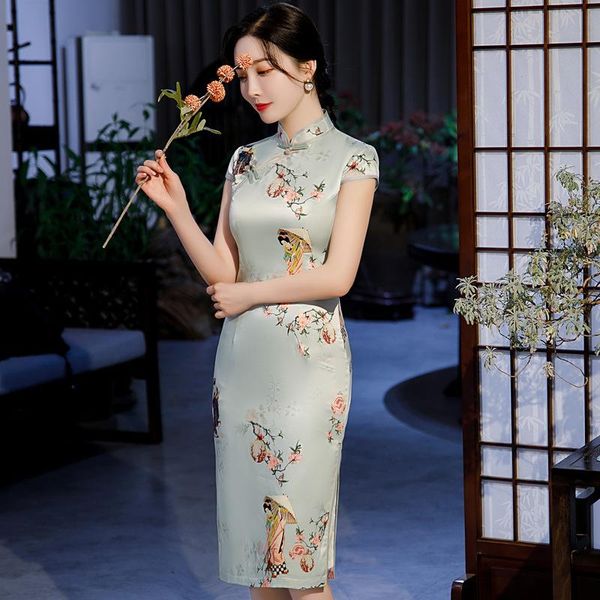 green print character retro lady cheongsam elegant slim knee-length banquet straight qipao skirt plus size 3xl 4xl chinese dress ethnic clot, Red
green print character retro lady cheongsam elegant slim knee-length banquet straight qipao skirt plus size 3xl 4xl chinese dress ethnic clot, Red