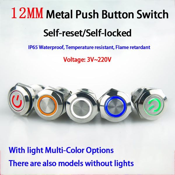 smart home control 12mm reset metal button start sswitch with led light 3-6 12-24 36-48 110-220v small inching waterproof and dustproof
smart home control 12mm reset metal button start sswitch with led light 3-6 12-24 36-48 110-220v small inching waterproof and dustproof