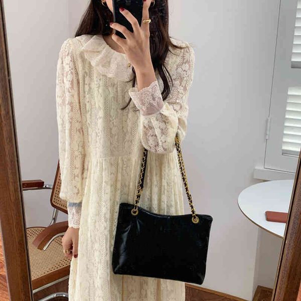 dresses retro elegant women es sweet o-neck solid lace french loose sleeve autumn long cotton vestidos, Black;gray
dresses retro elegant women es sweet o-neck solid lace french loose sleeve autumn long cotton vestidos, Black;gray