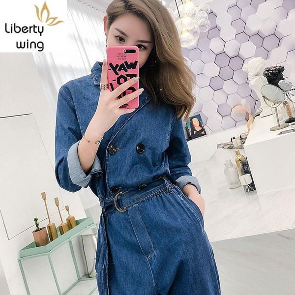 women's jeans denim overalls women streetwear elegant office double breasted belt rompers womens jumpsuit casual solid high waist plays, Blue
women's jeans denim overalls women streetwear elegant office double breasted belt rompers womens jumpsuit casual solid high waist plays, Blue