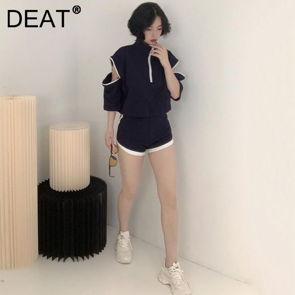 women's tracksuits deat 2021 women navy blue thin stand collar short sleeve patchwork zipper sports casual suit summer and autumn 7e340, Gray
women's tracksuits deat 2021 women navy blue thin stand collar short sleeve patchwork zipper sports casual suit summer and autumn 7e340, Gray