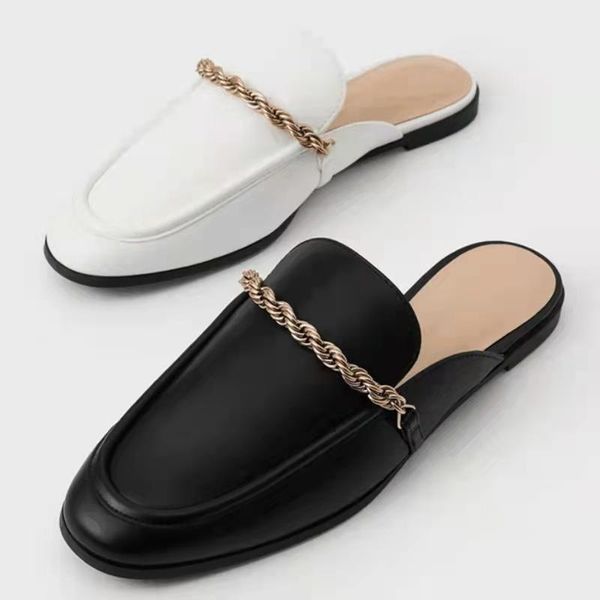 slippers 2021 european and american spring autumn loafers leisure beach baotou chain fat mueller women., Black
slippers 2021 european and american spring autumn loafers leisure beach baotou chain fat mueller women., Black