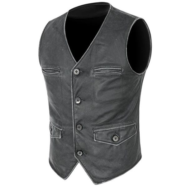 men's vests motorcycle genuine leather vest vintage back gentleman waistcoat real cowhide amekaji casual sleeveless jackets, Black;white
men's vests motorcycle genuine leather vest vintage back gentleman waistcoat real cowhide amekaji casual sleeveless jackets, Black;white