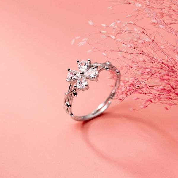 cluster rings adjustable silver 925 sterling on fingers four-leaf flower vine women clover sweet zircon female girlfriend gift j8572, Golden;silver
cluster rings adjustable silver 925 sterling on fingers four-leaf flower vine women clover sweet zircon female girlfriend gift j8572, Golden;silver