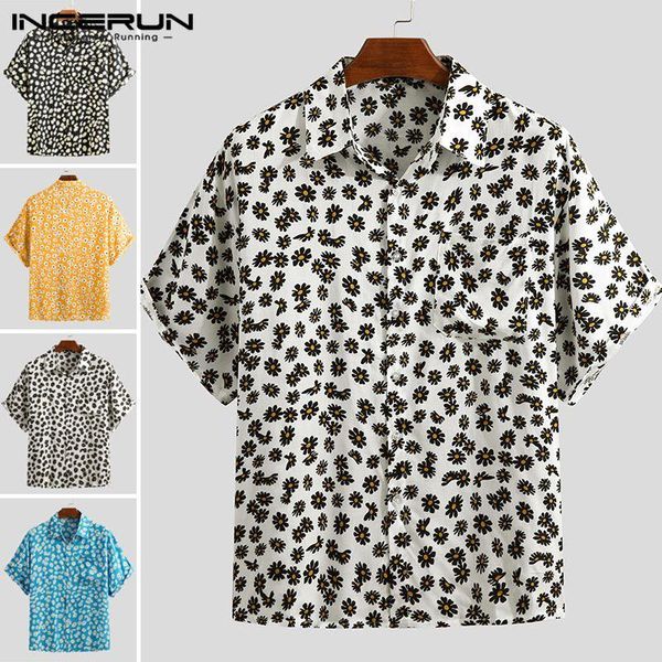 men's casual shirts incerun men flower printed short sleeve turn down collar shirt floral summer vacation beach blouse loose soft, White;black
men's casual shirts incerun men flower printed short sleeve turn down collar shirt floral summer vacation beach blouse loose soft, White;black
