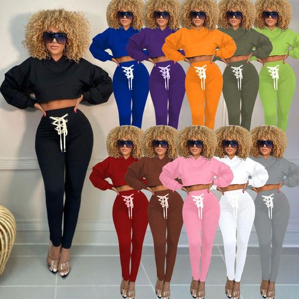women's two piece pants fashion set autumn women solid long sleeve bandage hoodie cotton legging matching casual streetwear, White
women's two piece pants fashion set autumn women solid long sleeve bandage hoodie cotton legging matching casual streetwear, White