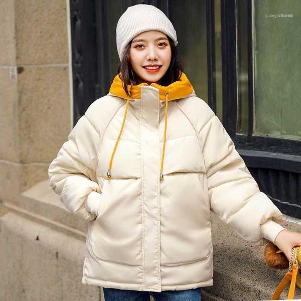 women's down & parkas stand collar 2021 winter jacket women hooded loose short female parka padded outwear coat chaqueta mujer invierno, Black
women's down & parkas stand collar 2021 winter jacket women hooded loose short female parka padded outwear coat chaqueta mujer invierno, Black