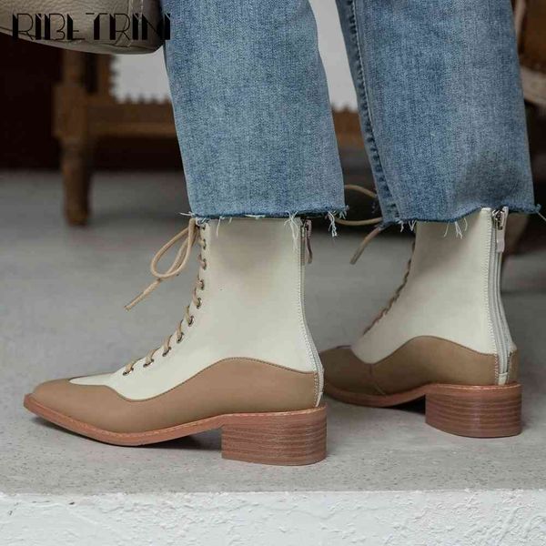 boots brand genuine leather shoelaces chunky heels patchwork ankle fashion winter shoes boots women, Black
boots brand genuine leather shoelaces chunky heels patchwork ankle fashion winter shoes boots women, Black