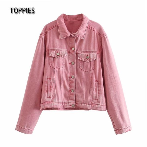 ies pink jeans jacket vintage woman button denim jacket with pockets female streetwear 210412, Black;brown
ies pink jeans jacket vintage woman button denim jacket with pockets female streetwear 210412, Black;brown