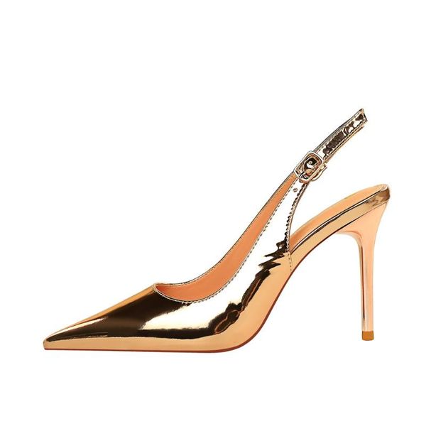 dress shoes european and american style nightclub large size metal heel shallow mouth pointed hollow back trip strap single shoe, Black
dress shoes european and american style nightclub large size metal heel shallow mouth pointed hollow back trip strap single shoe, Black