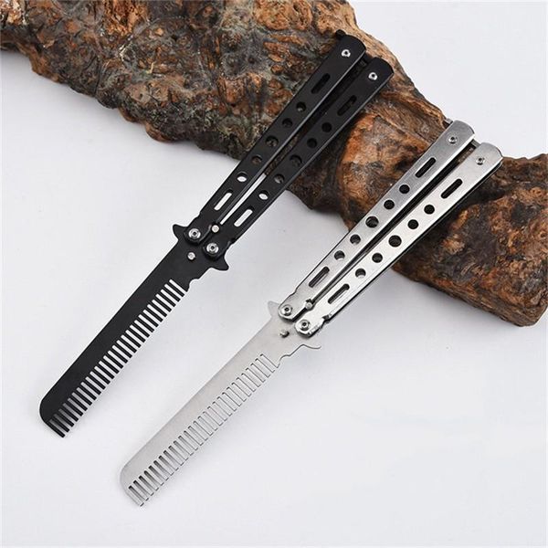 hair brushes stainless steel cutter practice butterfly training folding for outdoor camping dull tool comb barber, Silver
hair brushes stainless steel cutter practice butterfly training folding for outdoor camping dull tool comb barber, Silver
