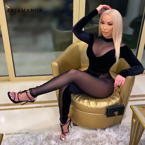 anjamanor black velvet mesh patchwork long sleeve bodycon jumpsuit women winter 2021 transparent club outfits d15-df36, Black;white
anjamanor black velvet mesh patchwork long sleeve bodycon jumpsuit women winter 2021 transparent club outfits d15-df36, Black;white