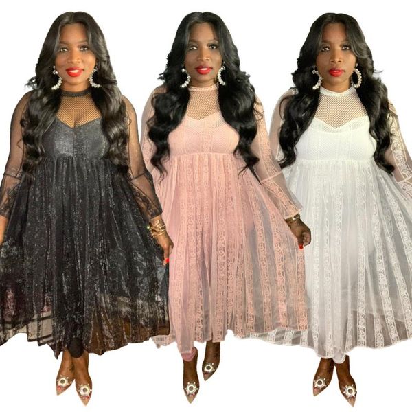 casual dresses skmy summer solid color perspective fashion round neck lace long sleeve midi dress clothing for women party club outfit, Black;gray
casual dresses skmy summer solid color perspective fashion round neck lace long sleeve midi dress clothing for women party club outfit, Black;gray
