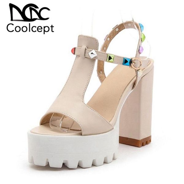 coolcept 4 color size 32-43 office lady platform high heel sandals rivet ankle strap thick summer club shoe, Black
coolcept 4 color size 32-43 office lady platform high heel sandals rivet ankle strap thick summer club shoe, Black