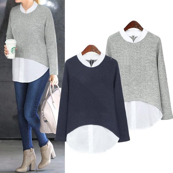 women's blouses & shirts 2021 autumn women casual long sleeve blouse patchwork fake two pieces plus size 5xl shirt 21, White
women's blouses & shirts 2021 autumn women casual long sleeve blouse patchwork fake two pieces plus size 5xl shirt 21, White