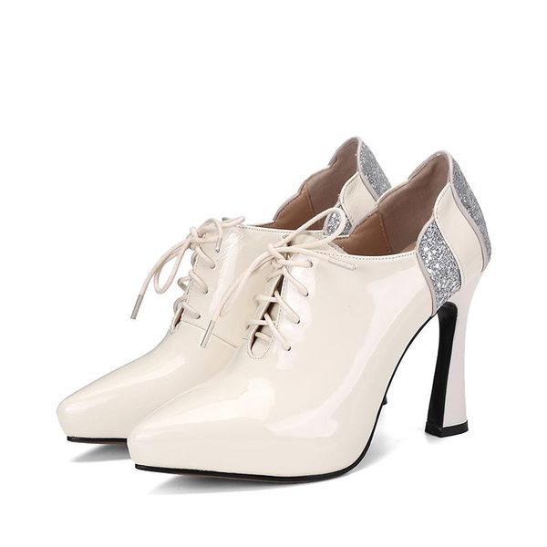 dress shoes 2021 spring women women's 10cm high heel pointed toe lace-up genuine leather size 34-39, Black
dress shoes 2021 spring women women's 10cm high heel pointed toe lace-up genuine leather size 34-39, Black